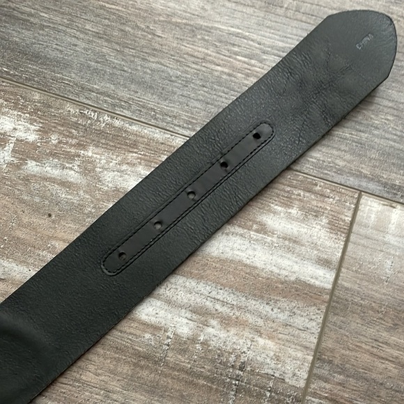 Brighton Opera black wide leather whipstitched flower belt main image 11